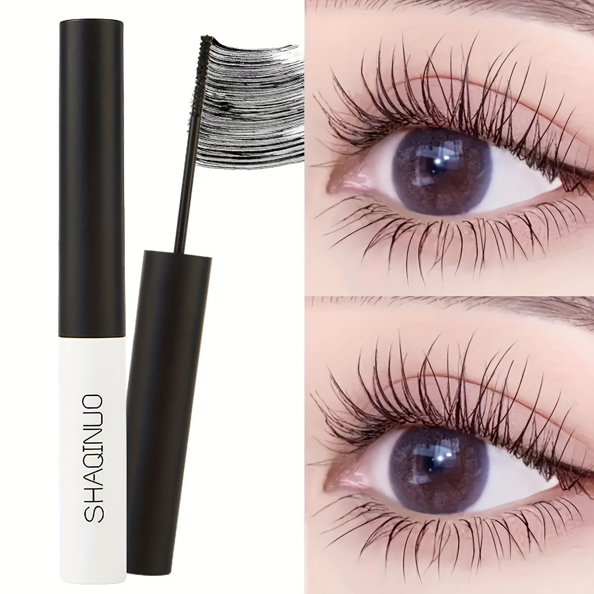 (2pcs) Mascara Fine Brush Head Lengthening Curling Thickening Long-lasting Waterproof Sweat-proof Non-smudging Lengthening Growth Curling Long-lasting Fixing