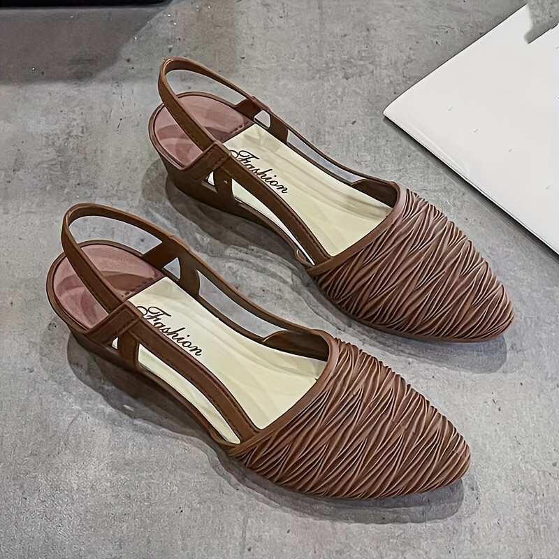 womens   color wedge heeled shoes   toe slip on shoes comfortable ankle strap shoes details 7