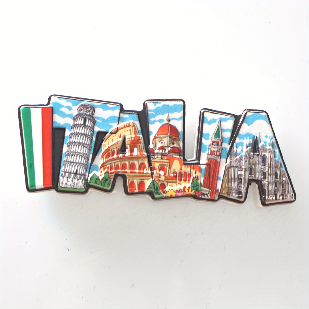 Flagline Italien Magnet - Landkarte Umriss Mit Fahne & Städten - Ca. 5x7,6 Cm