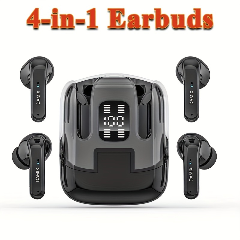 

2 Pairs Wireless 5.5 Earphones Semi In-ear & In-ear Earphones Hifi Stereo Wireless Headphones Cvc 8.0 Noise Cancelling Game Headsets