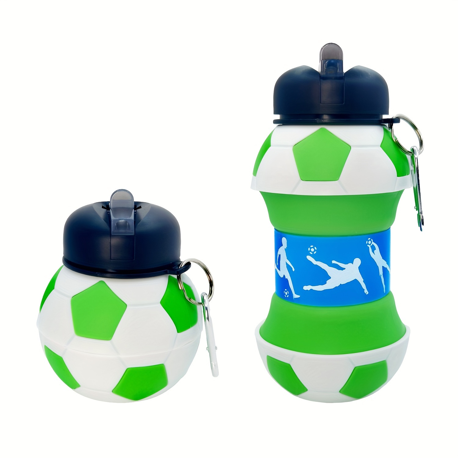Image of 1pc 550ml/18.6oz Football Shaped Sports Water Bottle - Portable Foldable Water Bottle - Leak Proof Water Bottle