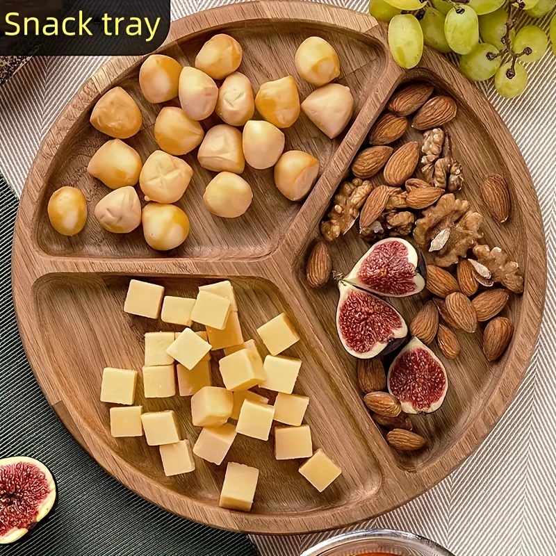 

3-compartment Wooden Snack Tray - Nuts, Fruits & Candy | Ideal For Parties, & Holidays