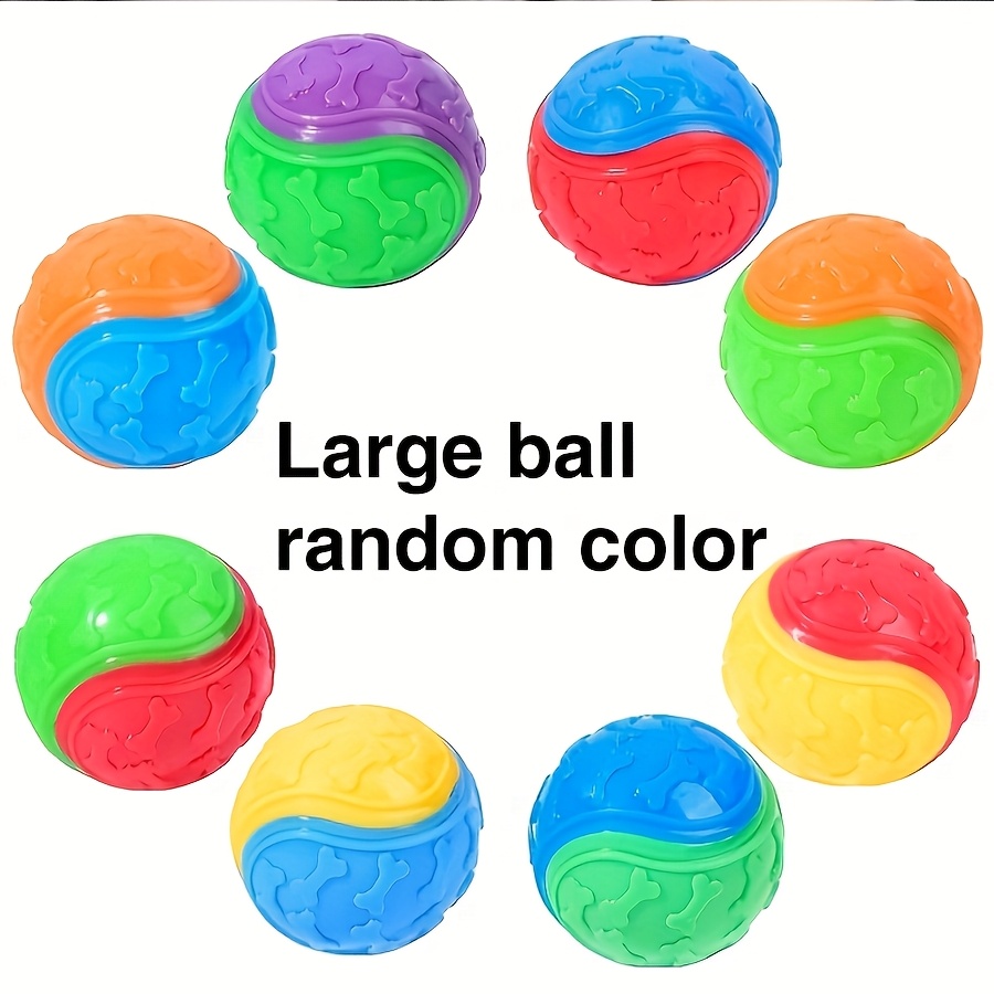 Image of 9cm/3.54in Durable Pet Toy Ball, Dual-, , Extra Large Tpr Squeaky Chewable Dog Toy Ball, Battery-free, Squeaking, Provides And Exercise, Random Color