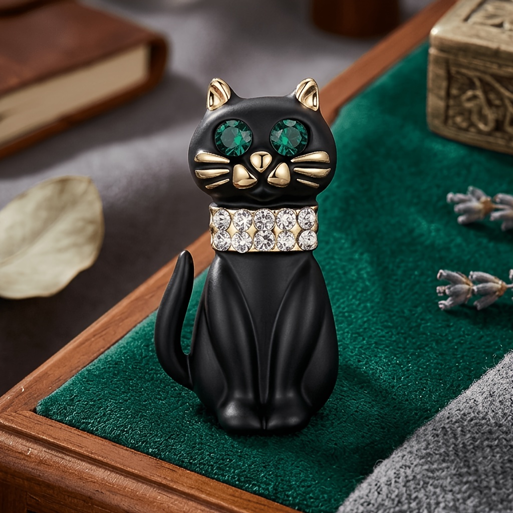 TEMU Broches Chat en Strass pour Halloween pour Femme, Unisexe, Créativité, Épingles Animaux Lisses, Badges, Décontracté, Fêtes, Banquets, Cadeaux