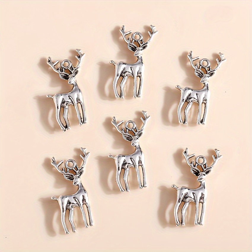 

20pcs Christmas Charm Set - Electroplated Alloy Reindeer & Elk Pendants For Making, Craft Accessories