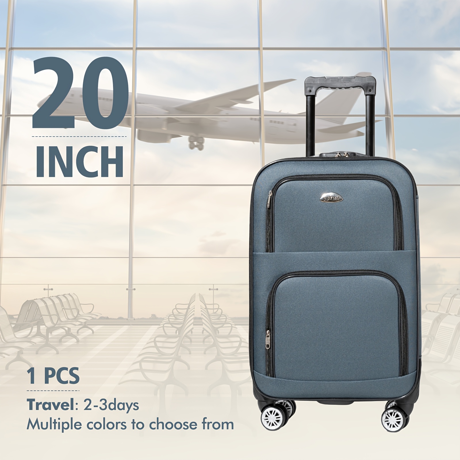 Image of Oxford Carry-on Luggage With Telescopic Handle, 20-inch Travel Suitcases Featuring 360° Universal Wheels, Combination Lock, And Expandable Large Capacity For Trips