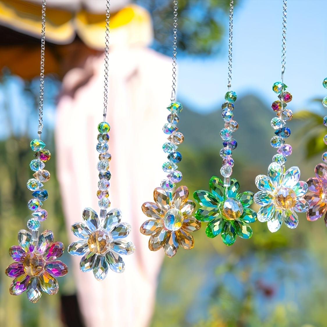 

6-pack Glass Suncatchers - Sunflower Prism Hanging Decor For Indoor & Outdoor, Ideal For Windows, Patio, Garden