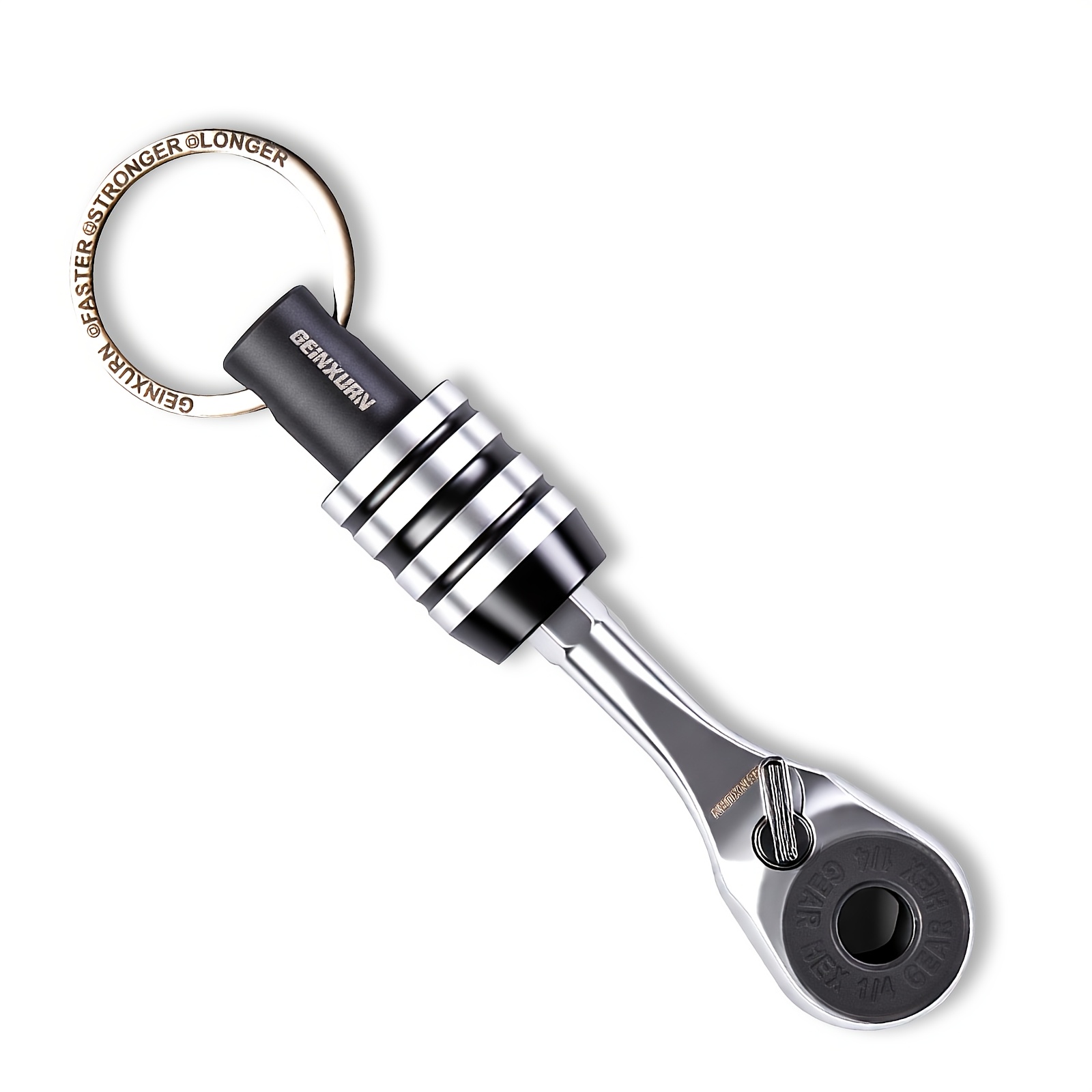 TEMU Geinxurn Portable Screwdriver Bit Wrench Key Chain Set, S2 Steel Magnetic Bits, Multi-specification Screwdriver Heads And Mini Ratchet Wrench