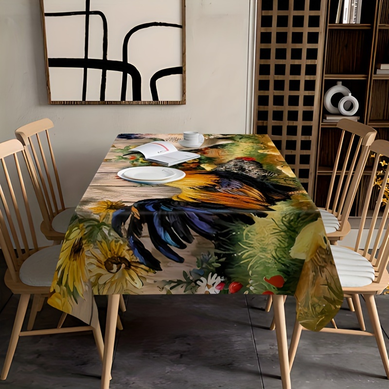 

Rooster Tablecloth - 100% Polyester, Woven, Machine Made, Rectangular Dining Table Cover For Home And Restaurant - Modern, Elegant Design