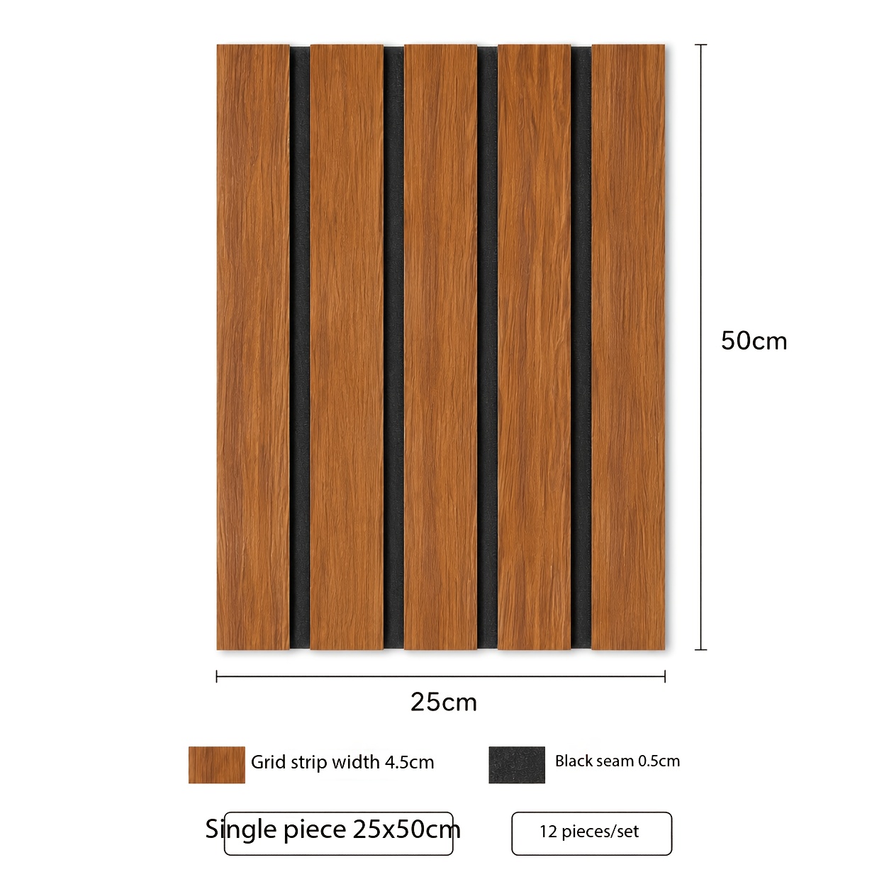 TEMU 12pcs Of Thickened Pvc 3d Wood Grain Peel-and-stick Wall Panels - Each Piece Measures 19.7 Inches × 9.85 Inches, Waterproof And, Easy To Clean