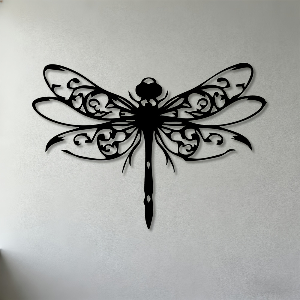TEMU 2d Flat, 1pc Modern Dragonfly Metal Wall Sculpture - Wall-mounted Dragonfly Art Suitable For Living Room, Bedroom, Office & Garden Decor -