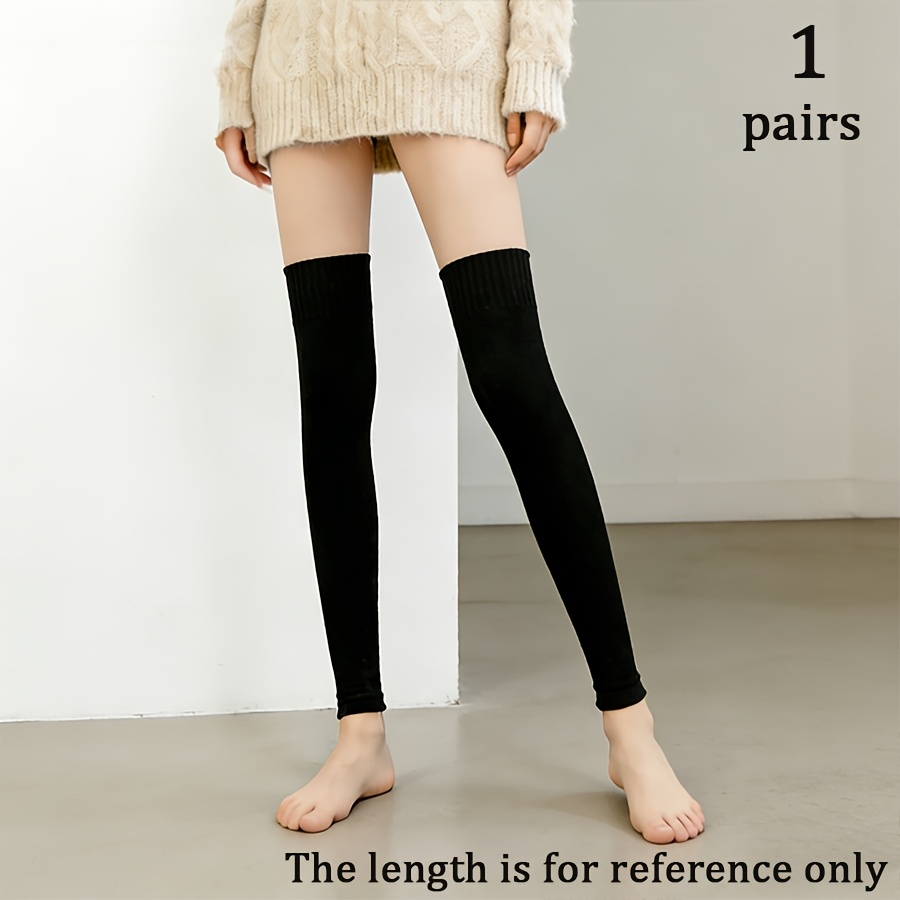 TEMU 1/3 Pair Autumn And Winter Warm Knee-high Socks For Women, Extra-long Nine-point Over-the-knee Thigh Socks, Terry Loop Knee, Women's Ribbed Warm