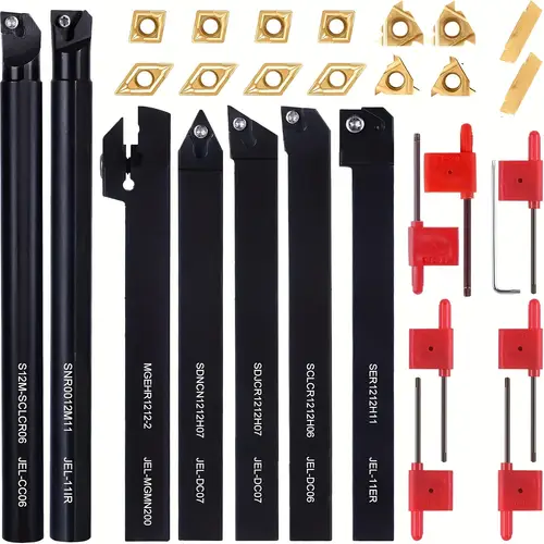 21pcs set lathe turning tools set high toughness lathe turning tool set with 14 carbide inserts versatile thread bracket for steel stainless 7 holders durable 40cr steel construction ideal gift for diy enthusiasts professionals