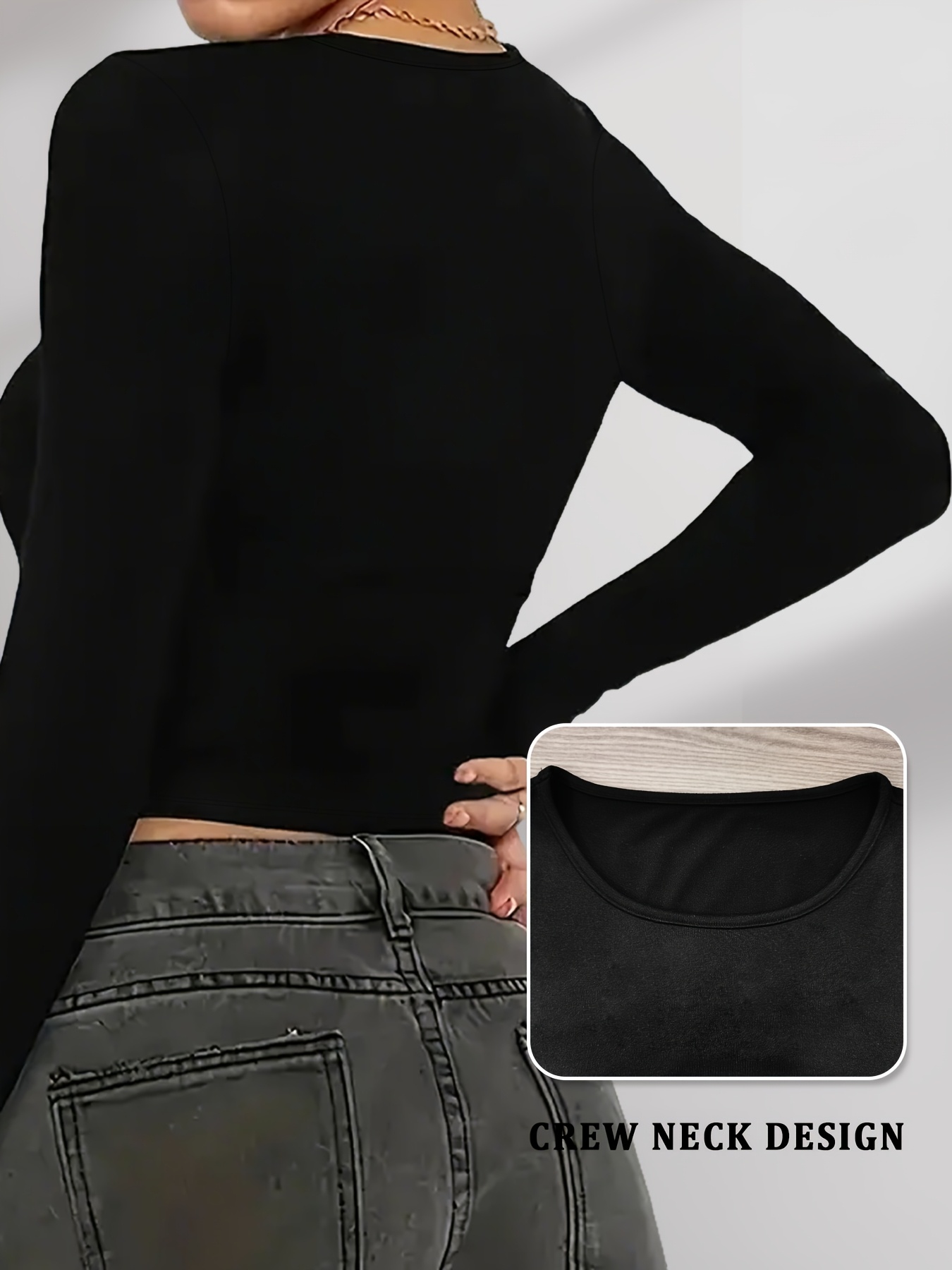 womens high   long sleeve t shirt full coverage solid color athletic crewneck top non workout shirt suitable for running   training casual wear machine washable stretch fitness apparel details 5