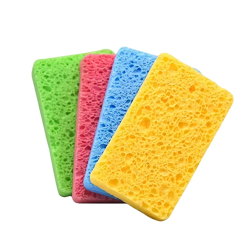 TEMU 4-pack Scratch-resistant Cleaning Sponges, Heavy-duty Dish Scrubbing Pads. Suitable For Kitchen, Bathroom, Laundry Room. Non-scratch, Stackable,