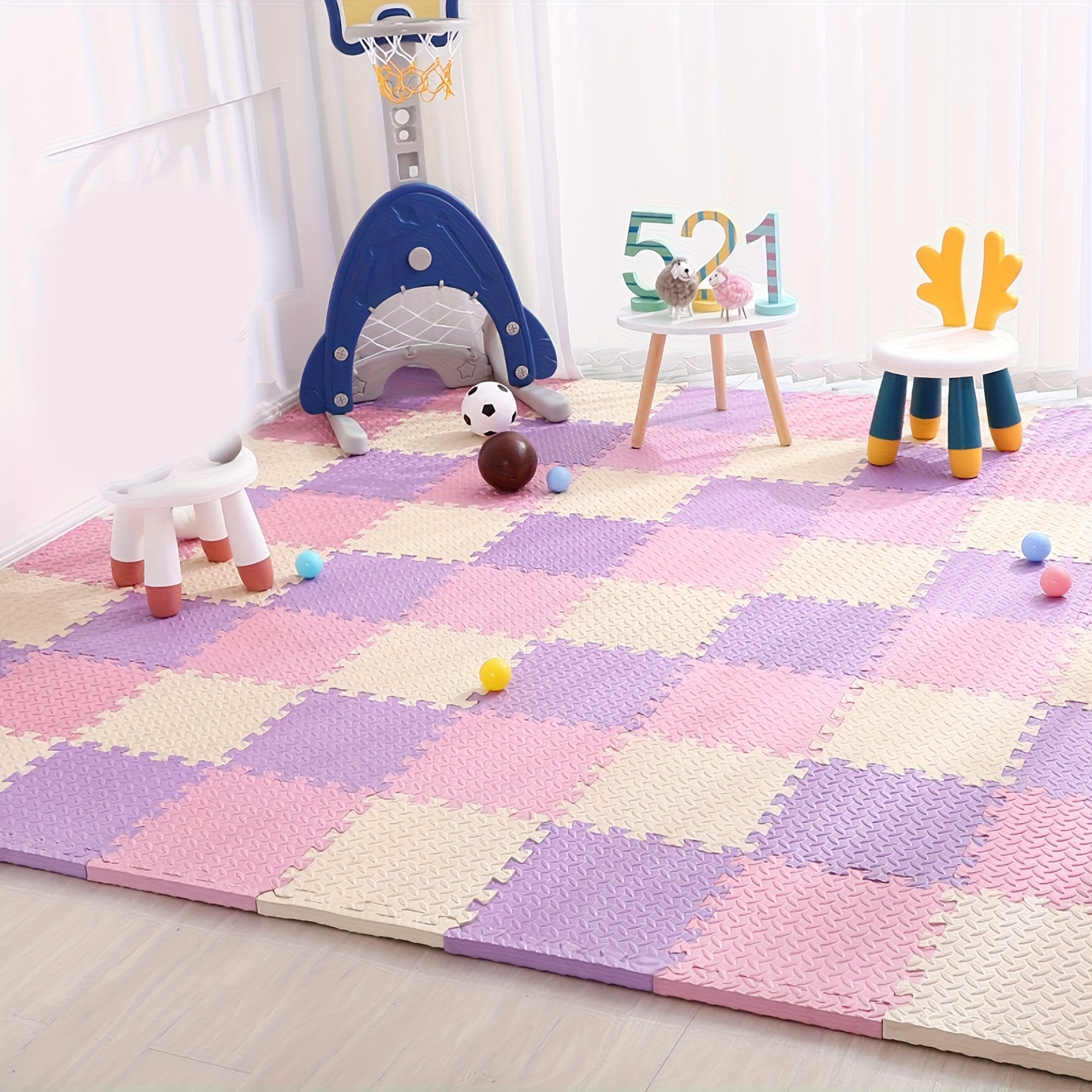 TEMU 30pcs Colorful Eva Foam Exercise Mats, Non-slip Adhesive Gym Floor Tiles 30x30cm Extra Thick Puzzle Mats, Suitable For Home Gym Room, Durable