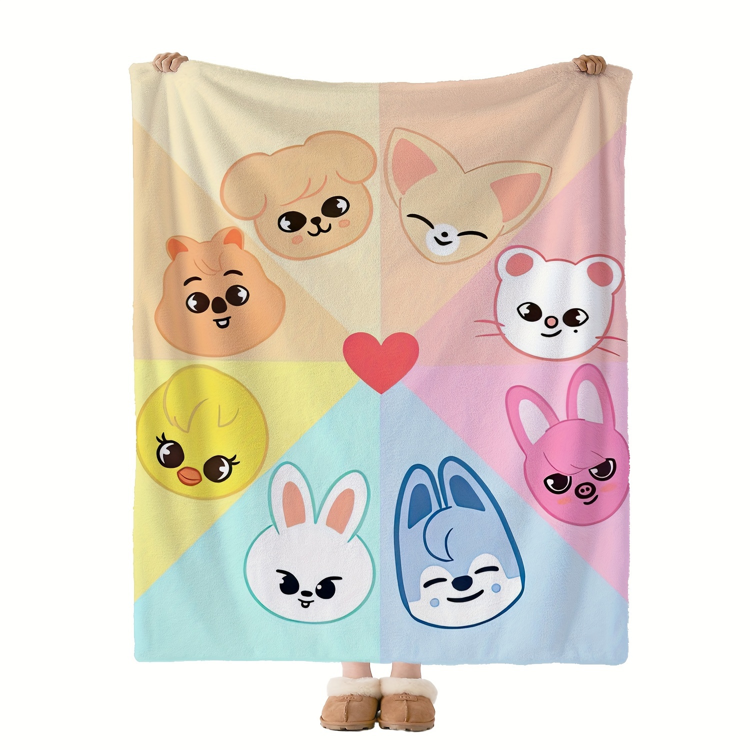 

1pc Style Reversible Throw Blanket And Characters, Machine Washable, Polyester, Multipurpose , For Home Decor