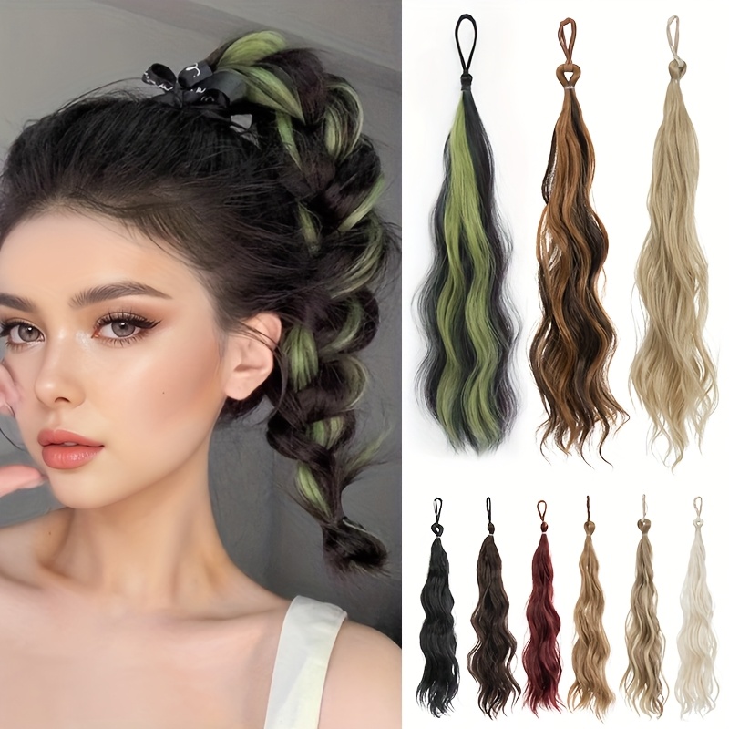   womens self winding synthetic hair ponytail extensions with curly wave volume elegant updo bun with flower bud clip multi color options for   hair no tools needed stylish hair upgrade   application details 0