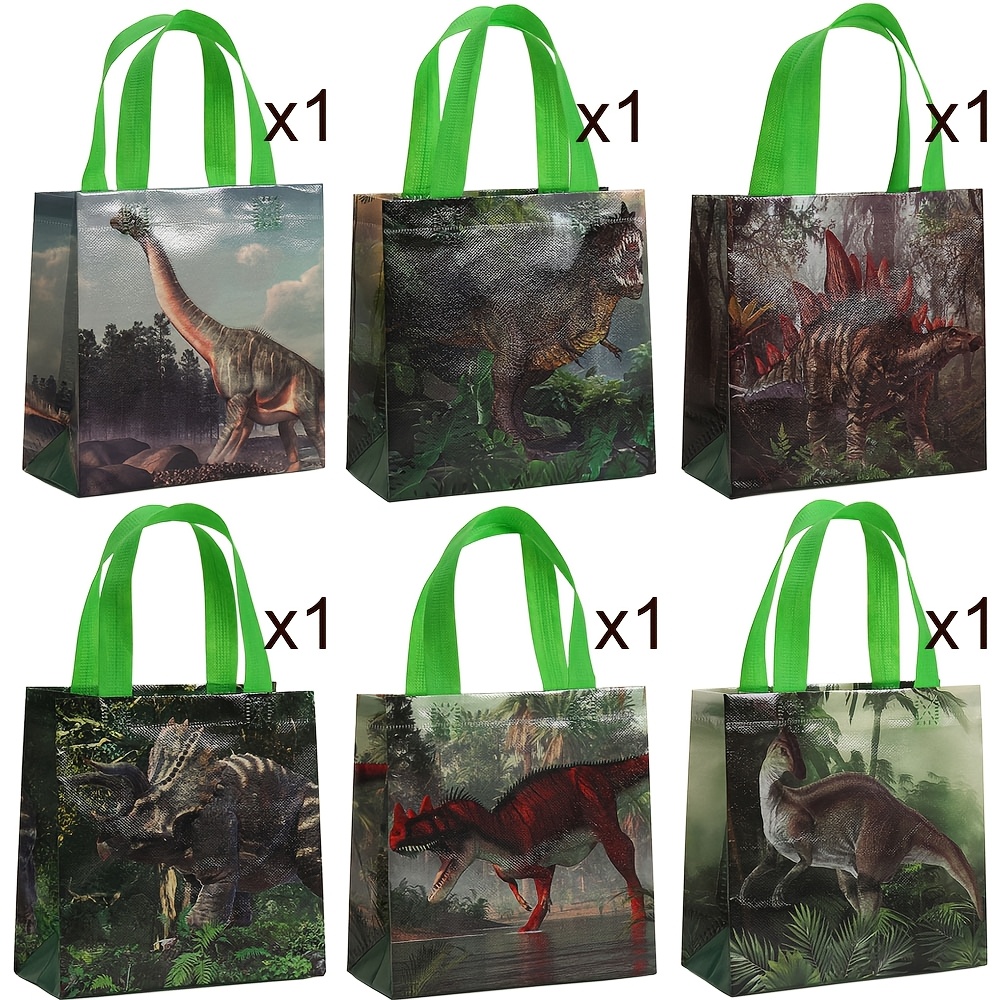 E-shop Geschenk für Sie/Ihn 6/24 Stück Gartenparty Wald Dinosaurier Thema Bedruckte Faltbare Handtasche Party Kleines Geschenk Handtasche Geeignet für