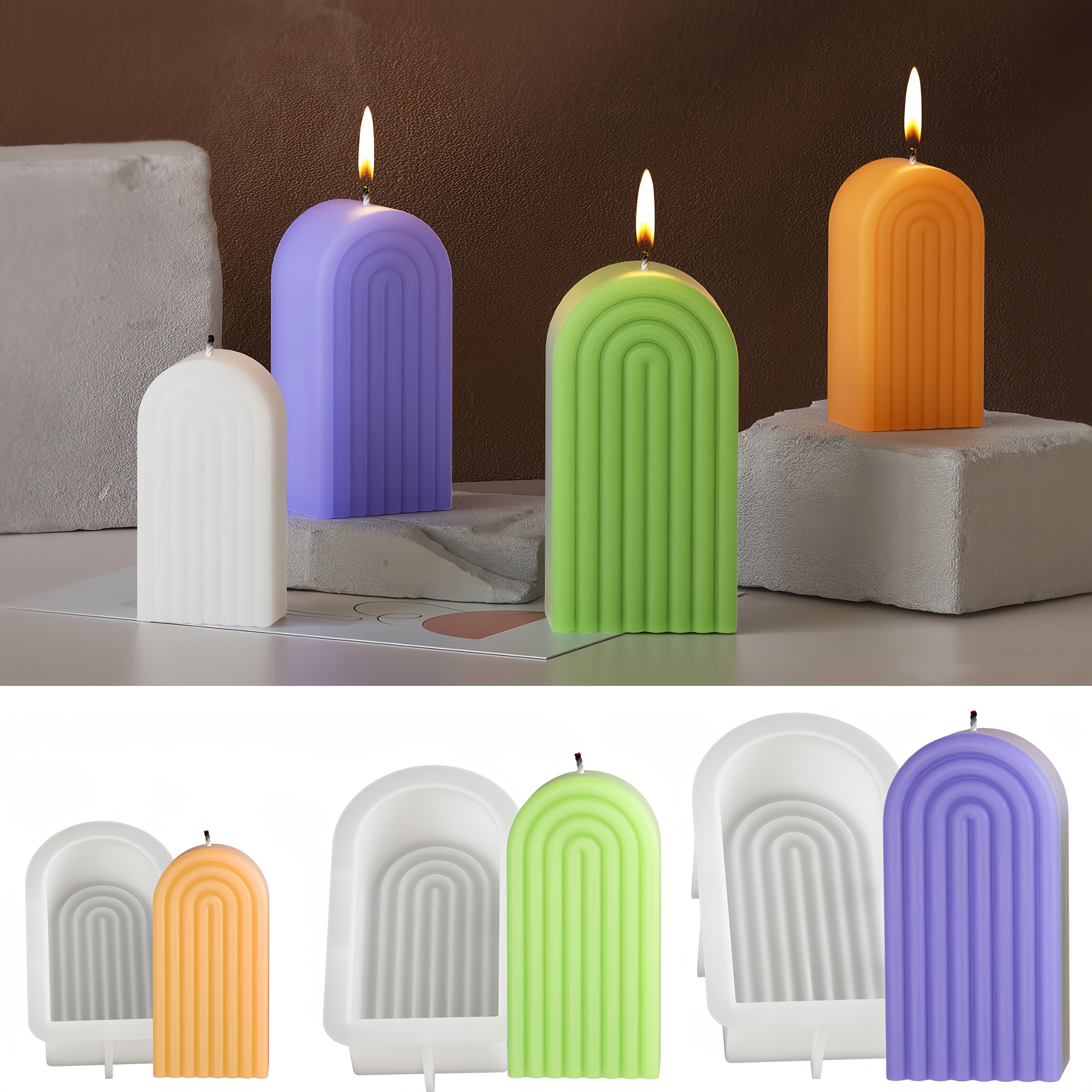 

Honey Rose 3pcs Arch Silicone Candle Mold Set - Resin Casting, 3d Arch Shape For Candles & Crafts, Assorted Sizes