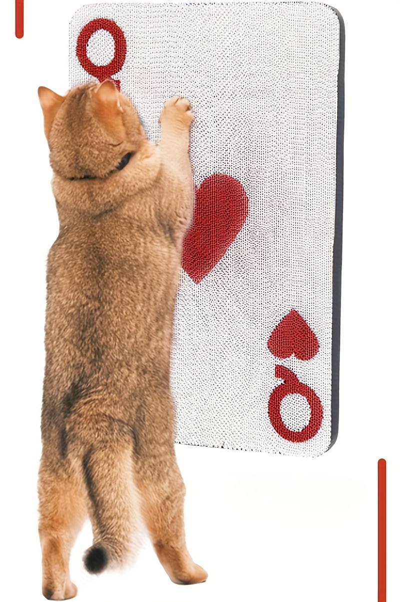 a cat scratch board designed like playing cards which doesnt shed   is sturdy and     mounted on the wall for claw sharpening its a cat pad and a toy for your feline friend Product details 4