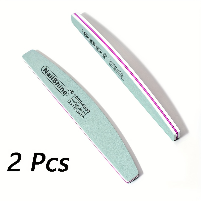 Image of 2pcs Half Nail Shine Buffer For Natural And Acrylic Nails Smoother Buffing Block Polisher Fingernail File Buffer 1000/4000 Grit For Buffing