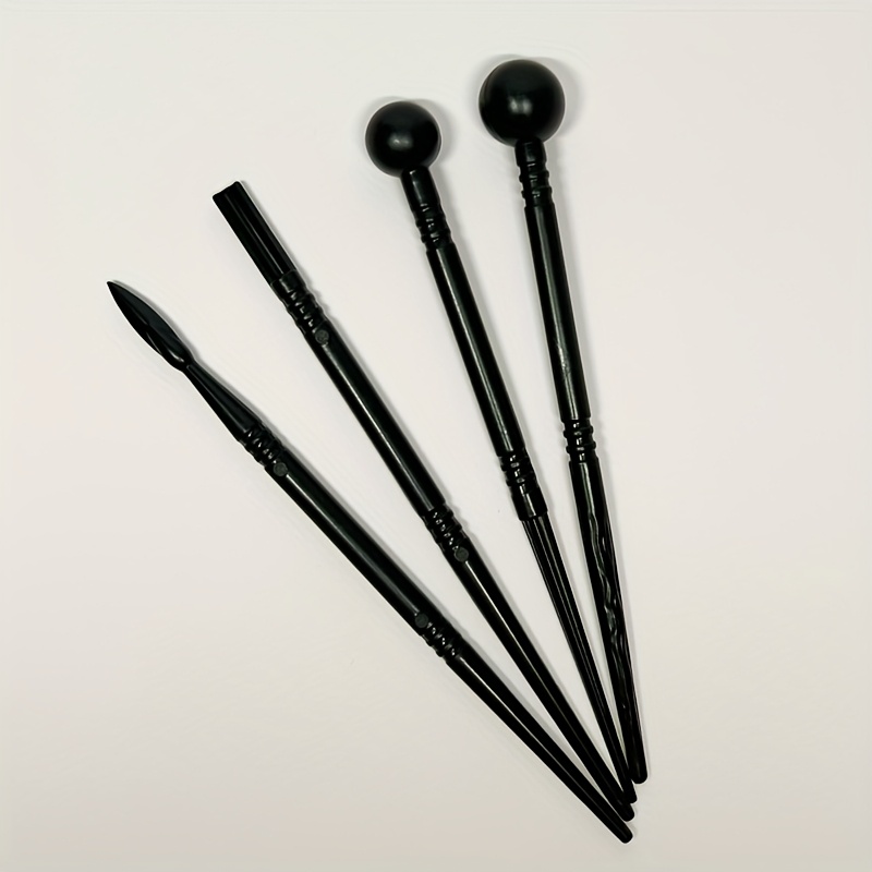 TEMU Floral Texture Sticks, Black Plastic Texture Sticks 4pcs Set, Pottery Clay Resin Clay Paper Clay Colored Clay Artificial Flower Making Tools