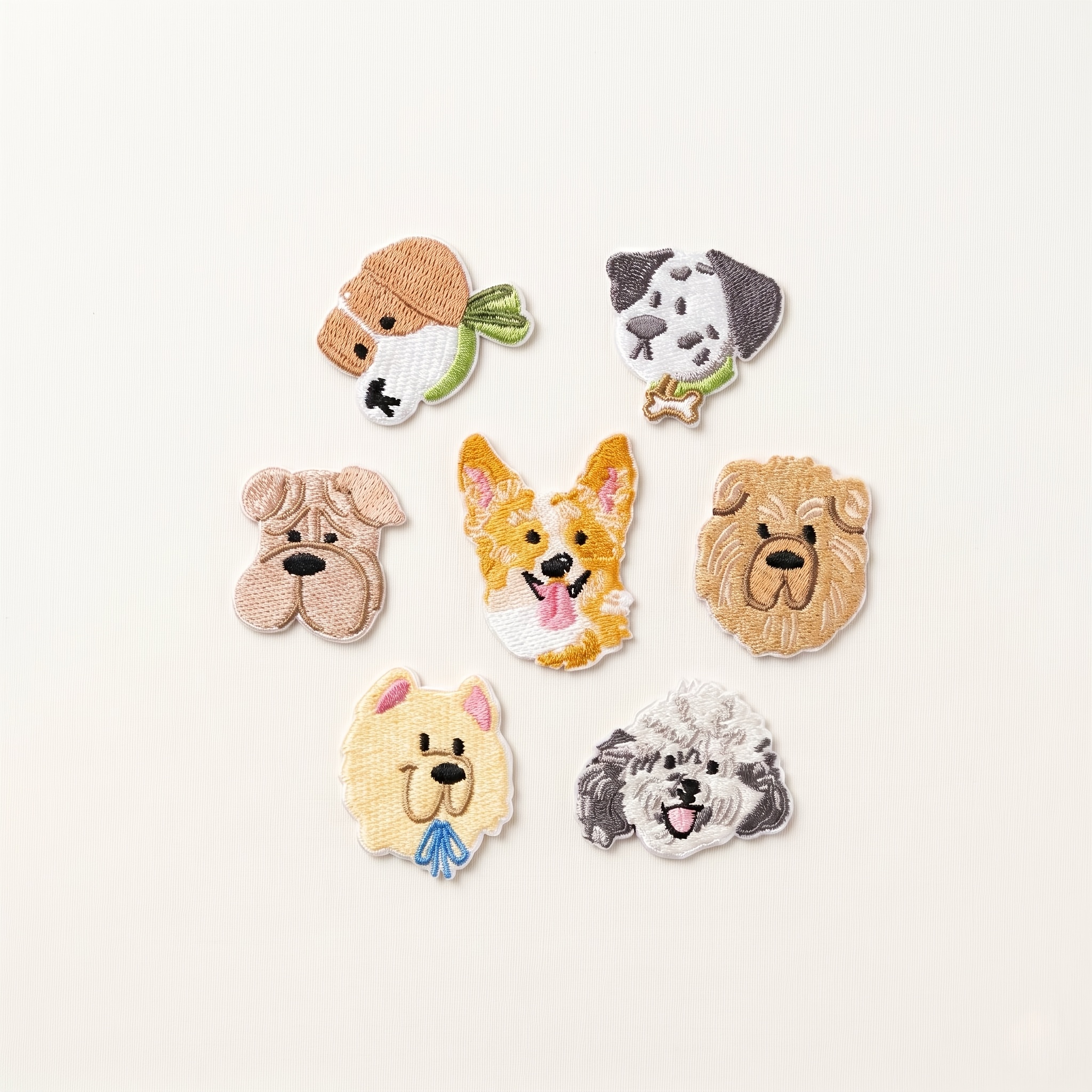 TEMU 7pcs Set Of Cute And Embroidered Iron-on Patches With Adhesive Backing, Cartoon Animal Dog Pattern Clothing Patches, Exquisite Puppy Appliques,