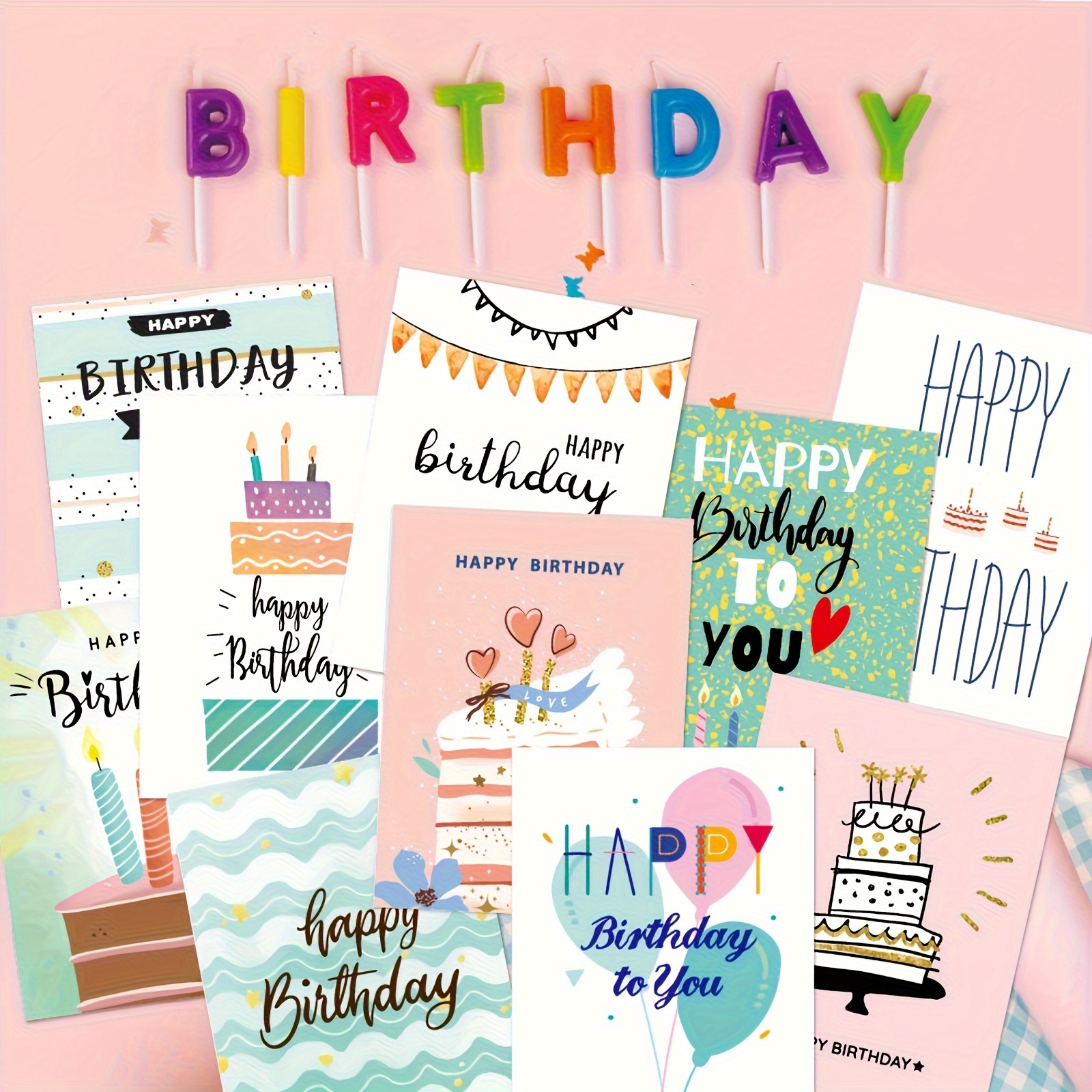 

20pcs Cartoon-themed Birthday Cards With Envelopes - Handcrafted 6x4" Diy Greeting Set , Family & , Assorted, Paper Craft, Mini Notes