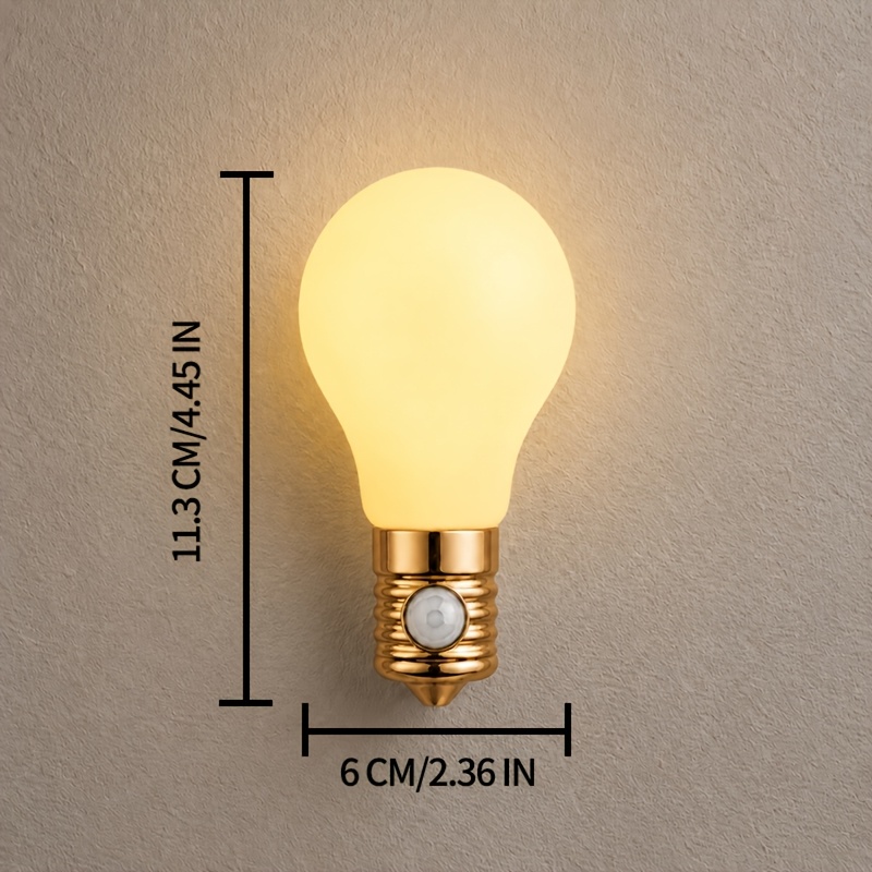 Rechargeable Motion Sensor Night Light, Bulb Shaped Wall Lamp