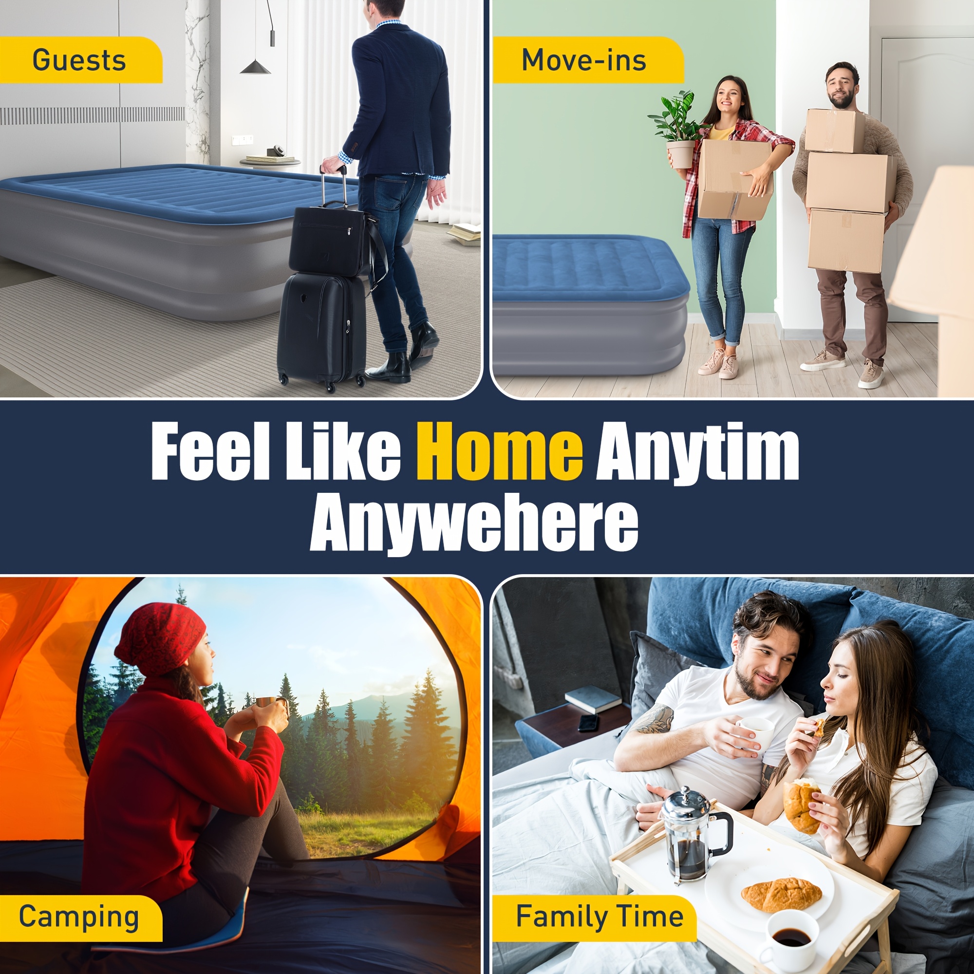 KPUY Air Mattress Bed, Inflatable Mattress with Built-in Pump, Auto-Inflatable Folding Guest Inflatable Mattress, Inflatable Mattress for Camping Or Home, Available In Two Sizes, Gifts for Friends
