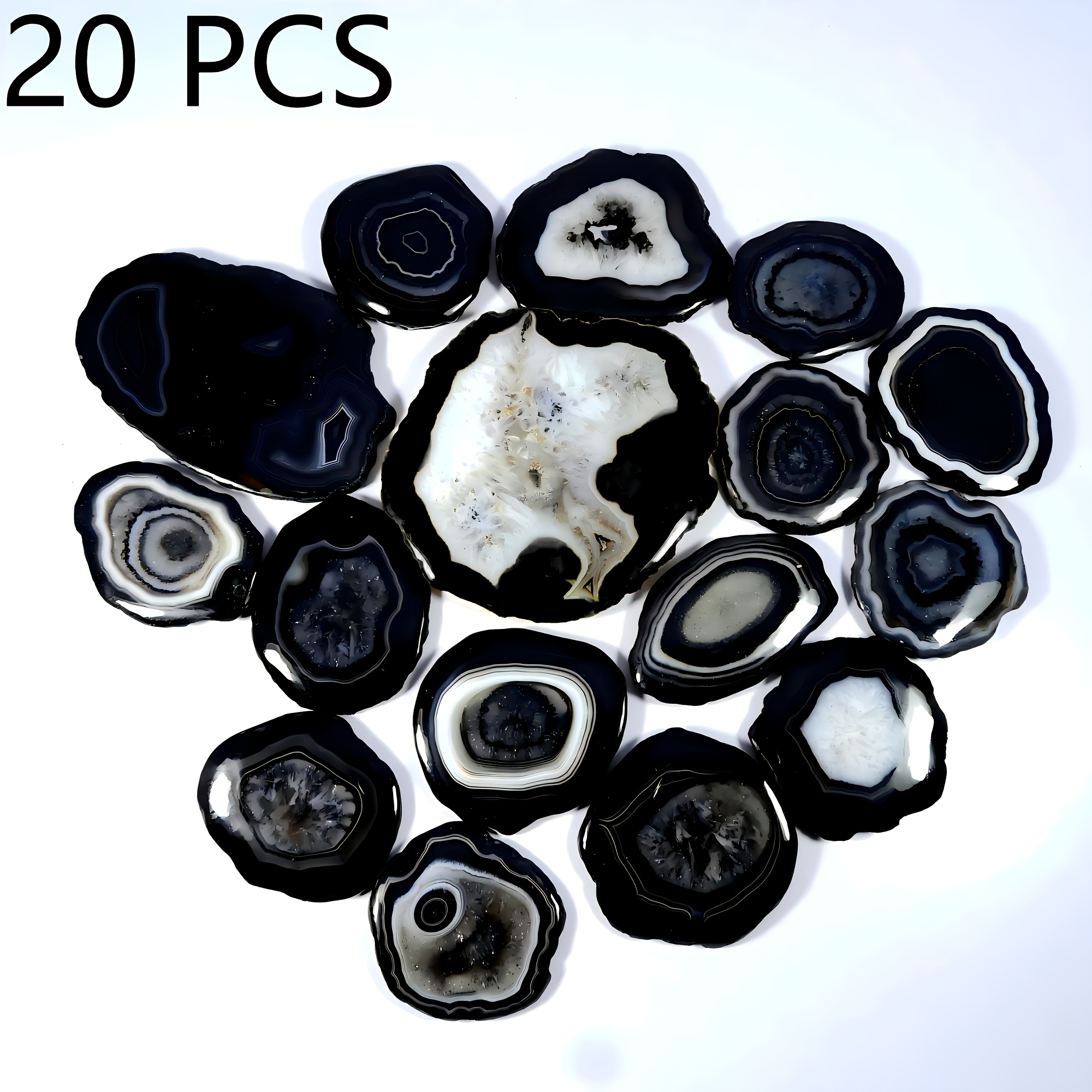 10/20pcs Large Black Agate Slices for Light Therapy & Decoration