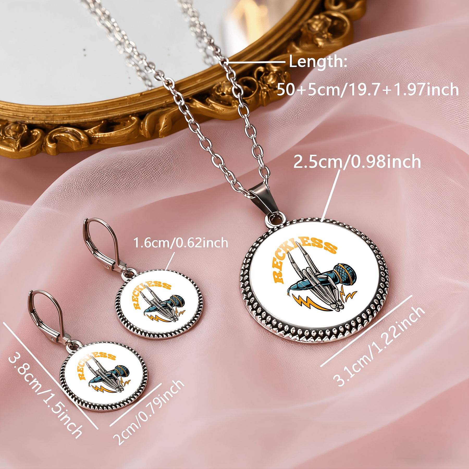 3pc Women's Classic Skull Jewelry Set, Bold Design