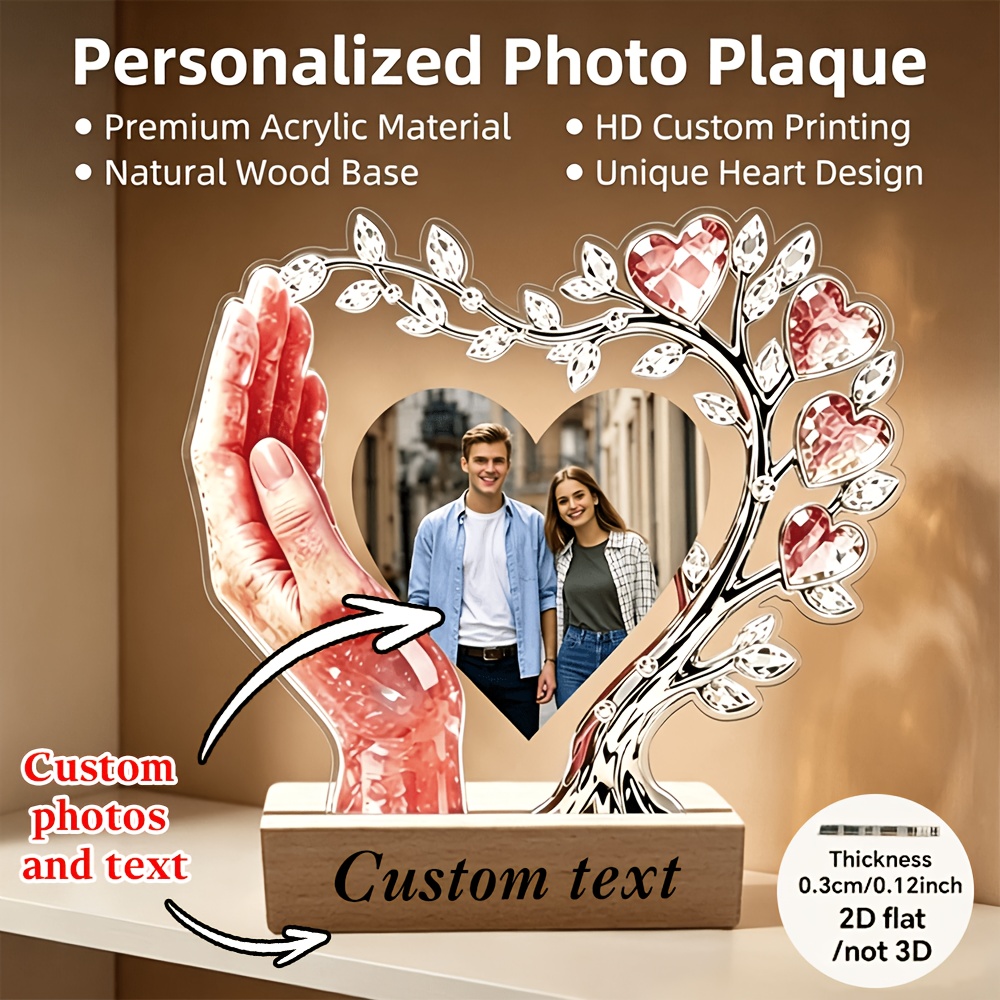 TEMU 1pc Customized Photo Text Signboard | Shaped, Holds Group Photos, Commemorative Gift For , Suitable For Mother's Day, Father's Day, Valentine's