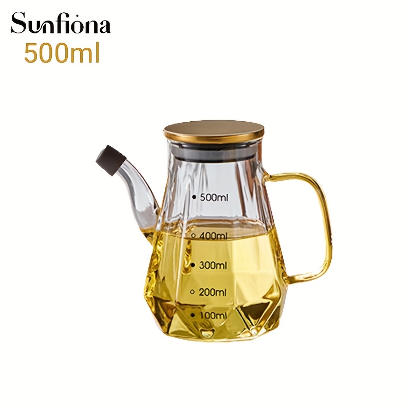 TEMU Sunfiona 1pc Series Oil Pourer - 500ml/700ml/900ml Crystal Glass, Angle Control Pour Spout Handle (great For Cooking Oils)