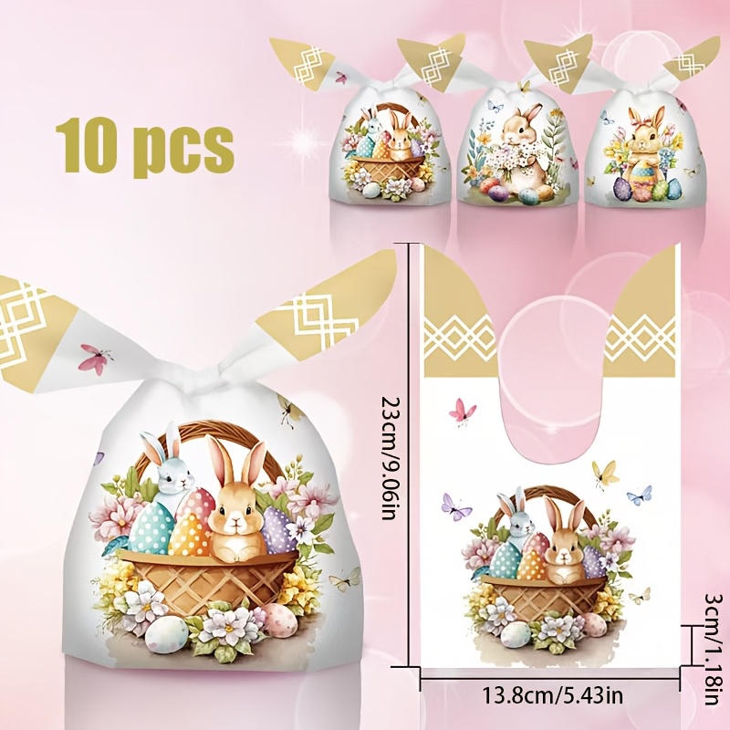 10-pack Easter Cute Rabbit Cartoon Packaging Bag Gift Bag With Packaging Candy Bag Non-direct Food Contact