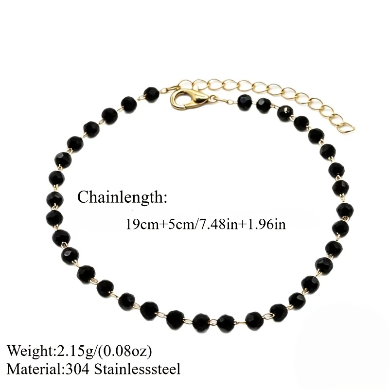 Women's Low Allergy Stainless Steel Black Cut Beaded Bracelet
