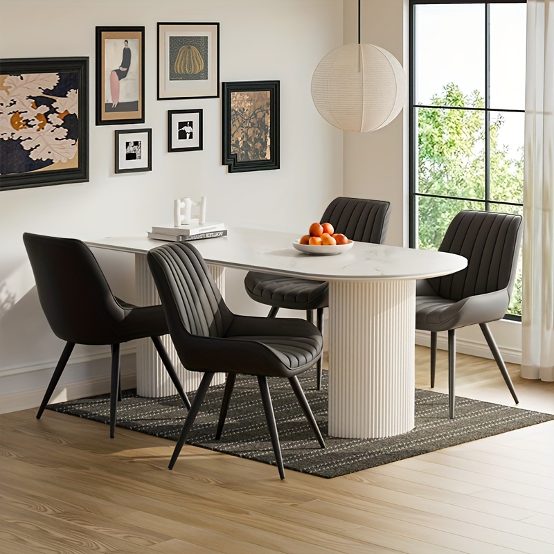 Modern Dining Chairs, Comfy Dining Room Chairs with Thick Cushions, Upholstered Fabric Kitchen Side Chairs with Metal Legs