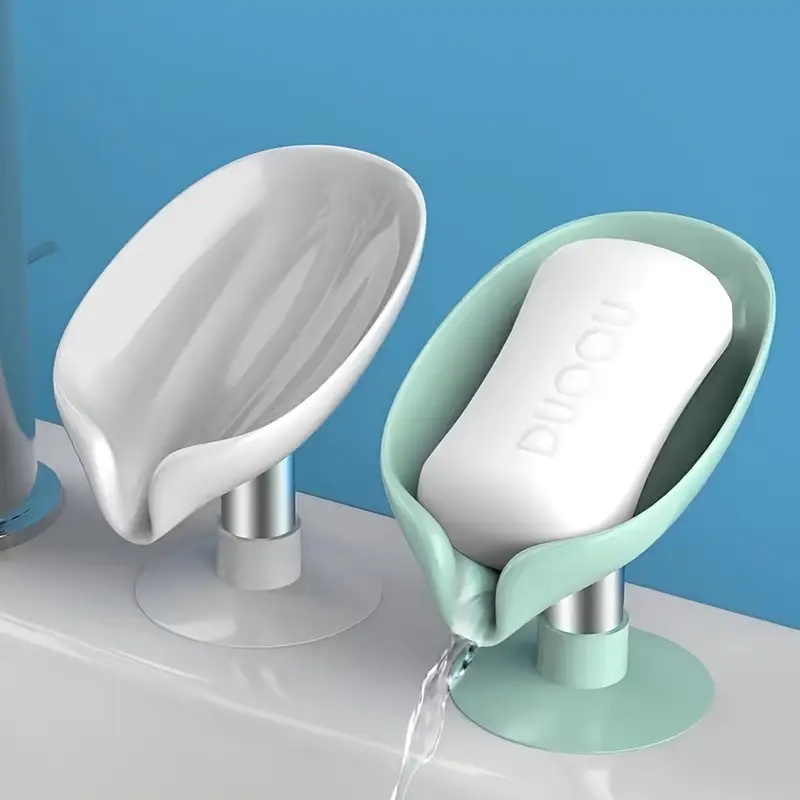 leaf shaped soap dish shower soap holder bath soap box sponge tray drainable soap tray bathroom organization and storage