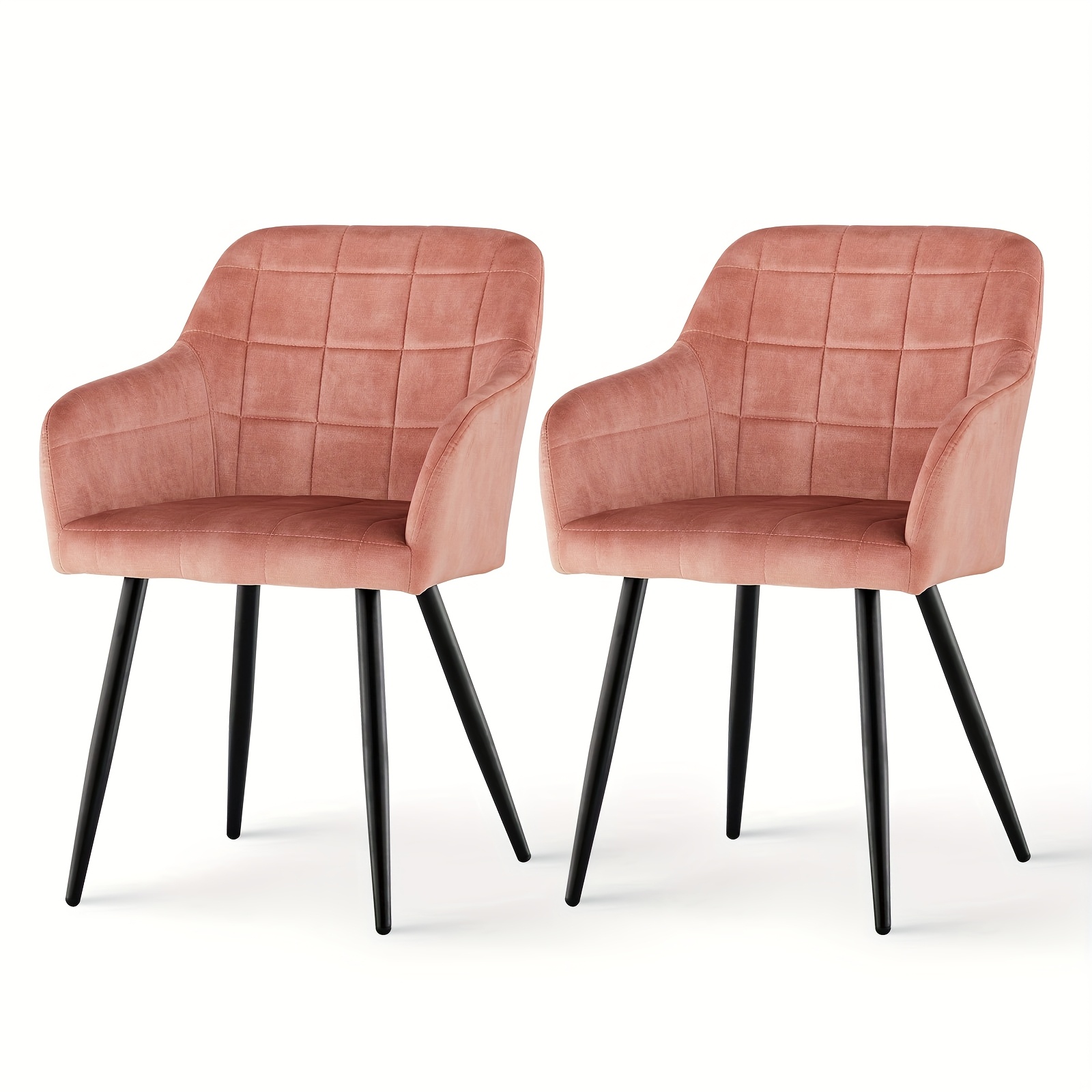 Image of Modern Velvet Dining Chairs Set Of 2 Upholstery Seat & Backrest, Leisure Armchair Tub Chairs With Comfortable Padded Seat Dining Room Kitchen Reception Restaurant Furniture
