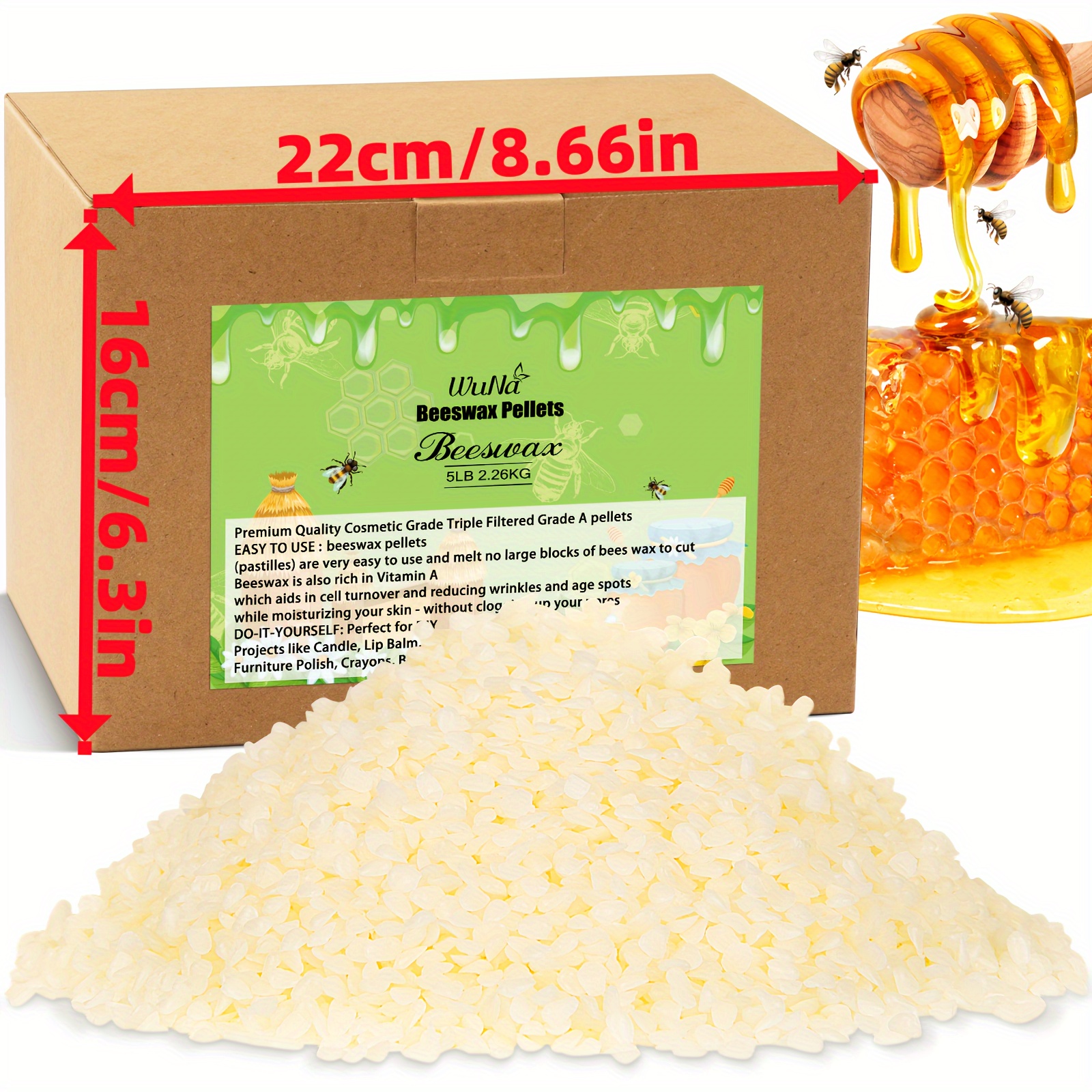 TEMU 5lb Food Grade White Beeswax Triple Filtered Beeswax For Candle Making Beeswax Ointment For Diy Creams Lotions Lip Balms Soaps