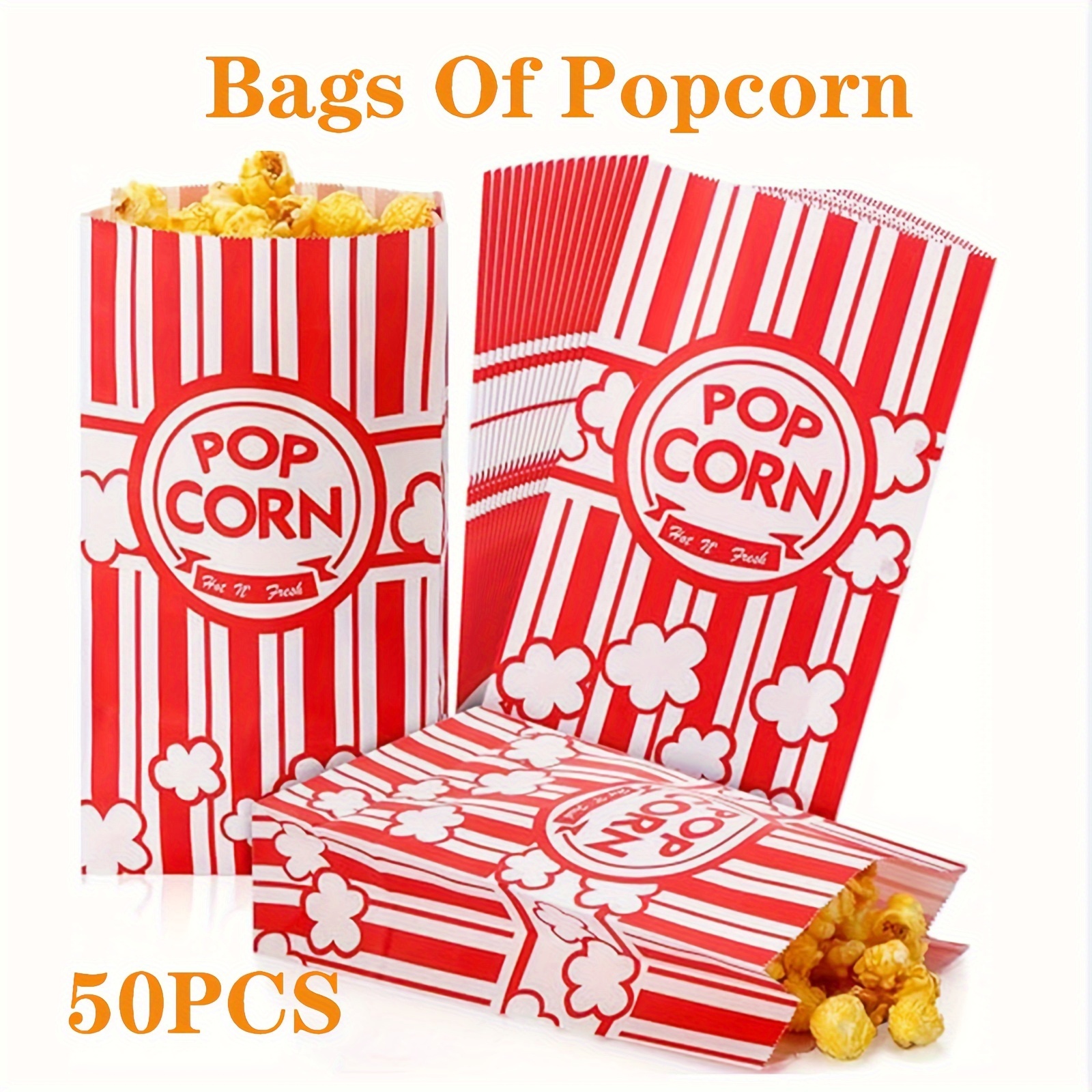 

Movie Night Popcorn Bags: 50 Pieces - Red And Containers, Disposable Popcorn Tubes, Restaurant Tools, Rv Tools