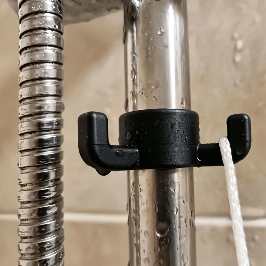 TEMU 1pc Shower Tube Fixing Hook, Equipped With 2pcs Hooks, Suitable For Hanging Bath Sponges, Scouring Pads And Other Light Items In The Shower.