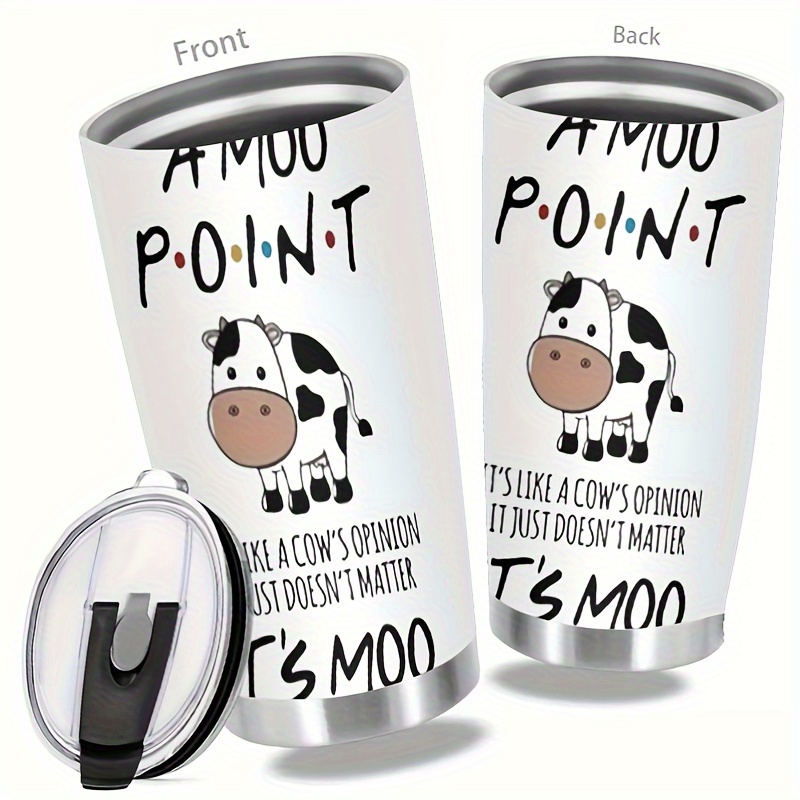 

20oz 'a Moo Point' Insulated Stainless Steel With Lid - , -proof & Rust-resistant For Hot/cold Drinks