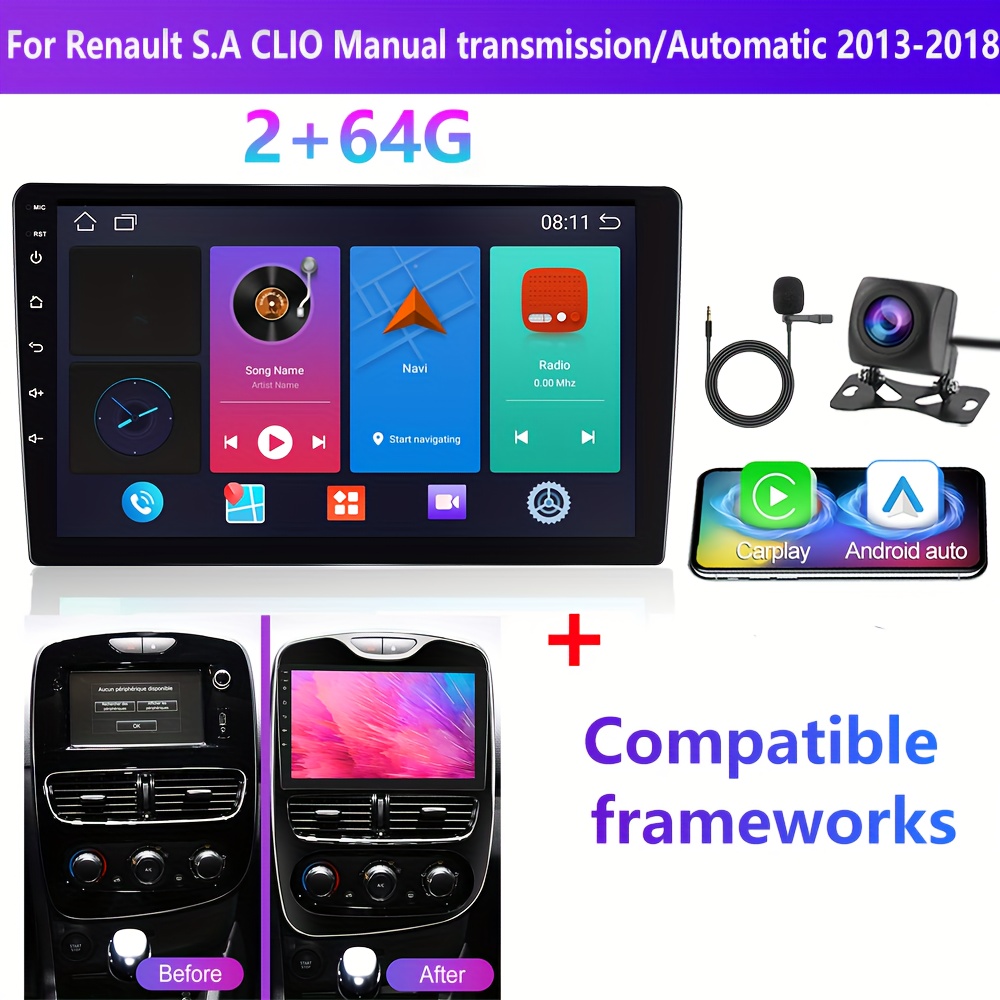 TEMU [2gb 64gb]podofo 13 Car Radio For Renault S.a Manual Transmission/automatic 2013-2018, 10.1 Inch Touch Screen Car Stereo, With Carplay/ Auto Eq