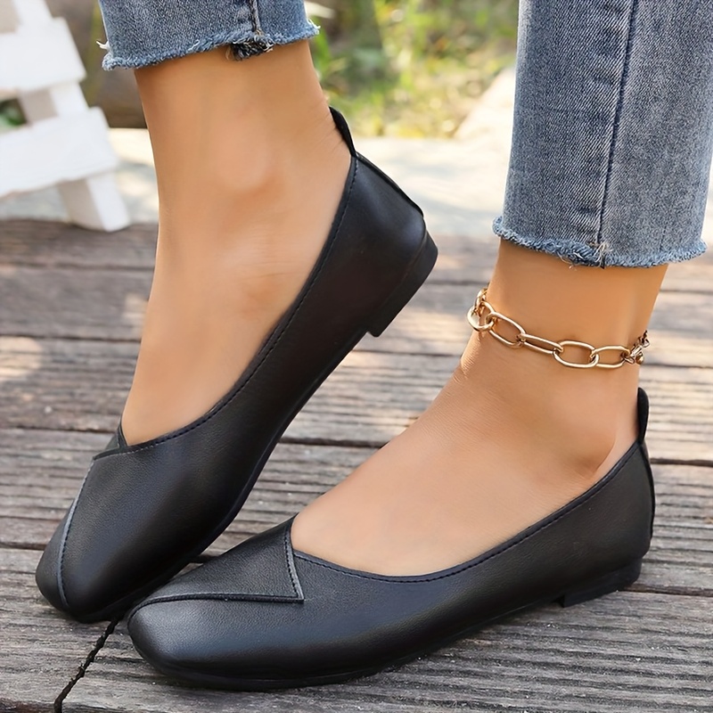 TEMU Ladies' Flat Shoes, Square-toe Shoes, Loafers, Casual Shoes, Korean Style Shallow Mouth Shoes, New Flat Shoes