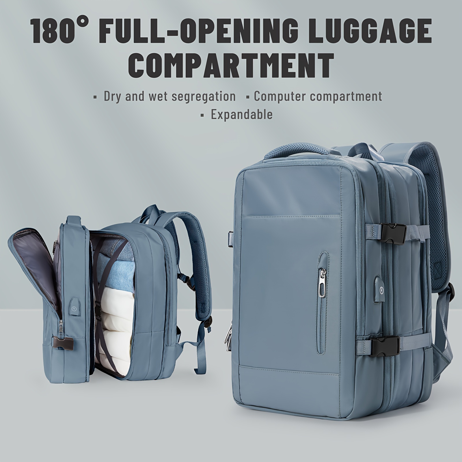 Travel Carry On Backpack For Men, 42L Expandable Flight Approved Backpacks,  15.6 Inch Laptop Bags, Water Resistant Business Back Pack, Gym Bag With Wet  Pocket