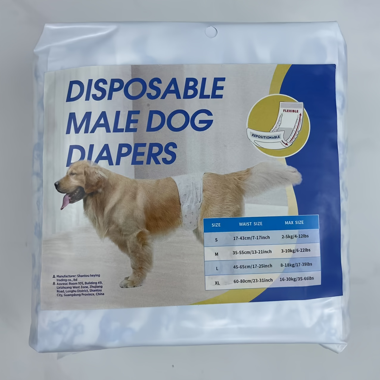TEMU 12 Count Male Dog Diapers Disposable - Doggie Diapers With Indicator - Adjustable Male Dog Wraps - Ideal For Training Male Dog Wraps, Disposable