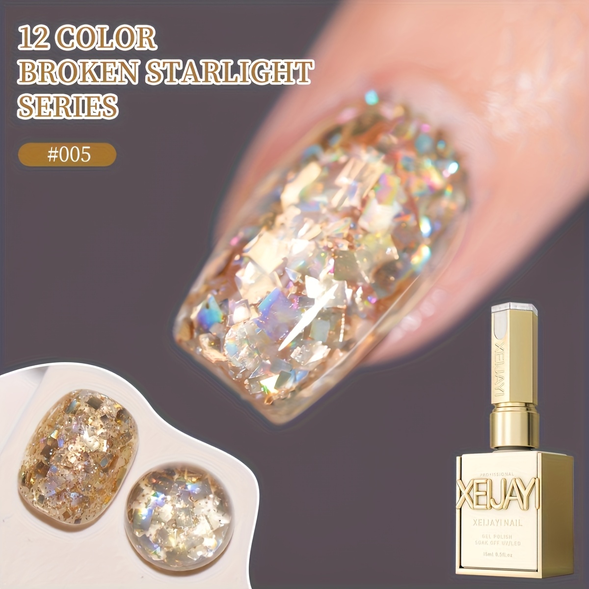 Image of Diamond Glitter Nail Art 12 Colors 15ml Gel Nail Polish Soaking Led Nail Gel Salon Female Nail Art Tools Fashion Nail Designs