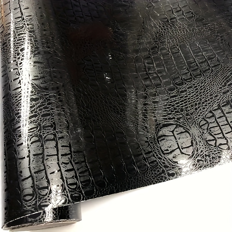 Black Crocodile Pattern Car Wrap Film - Pvc Vinyl For Interior & Exterior Modification, 50x150cm